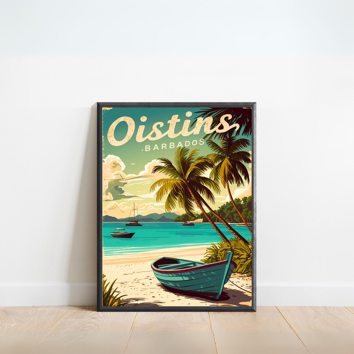Oistins Vintage Travel Poster, Barbados Art Print