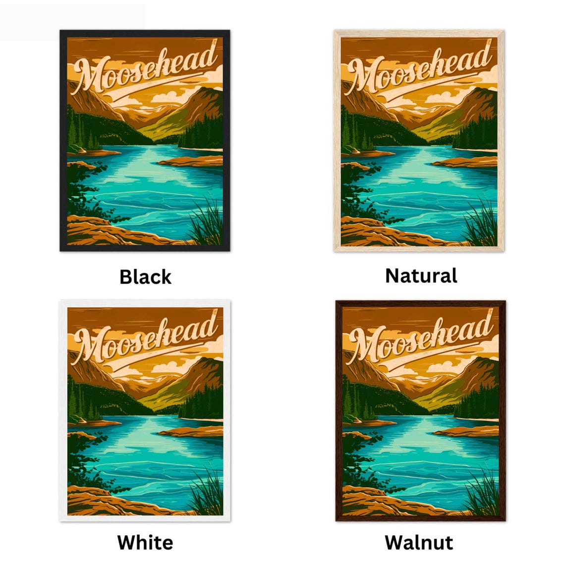 Moosehead Vintage Amber Lake Mountain Landscape View Art Poster - Image 2