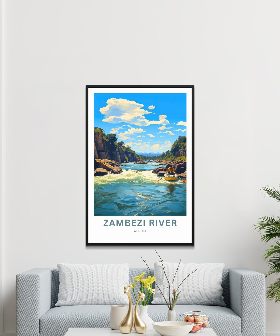 Zambezi River Africa Personalized Kayak Rapids Adventure Travel Poster - Image 3
