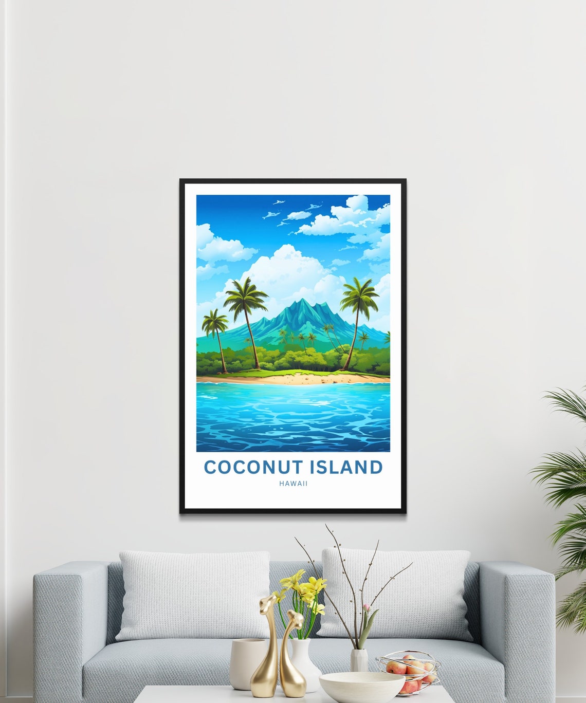 Coconut Island Hawaii Palm Beach Turquoise Waves Travel Poster - Image 4
