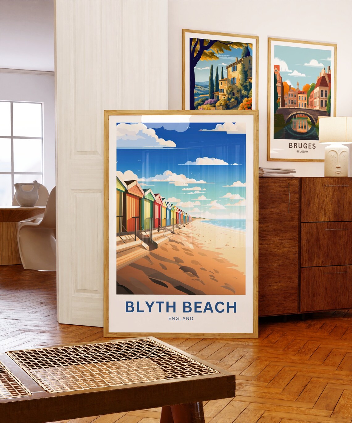 Blyth Beach Colorful Beach Huts England Seaside Travel Art Poster - Image 5