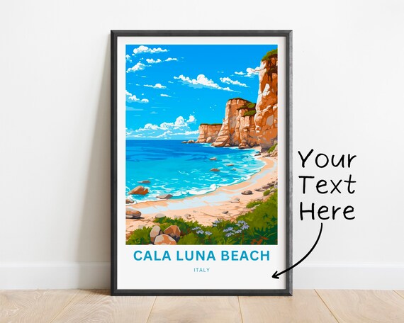 Cala Luna Beach Italy Cliffs Customizable Vintage Travel Poster