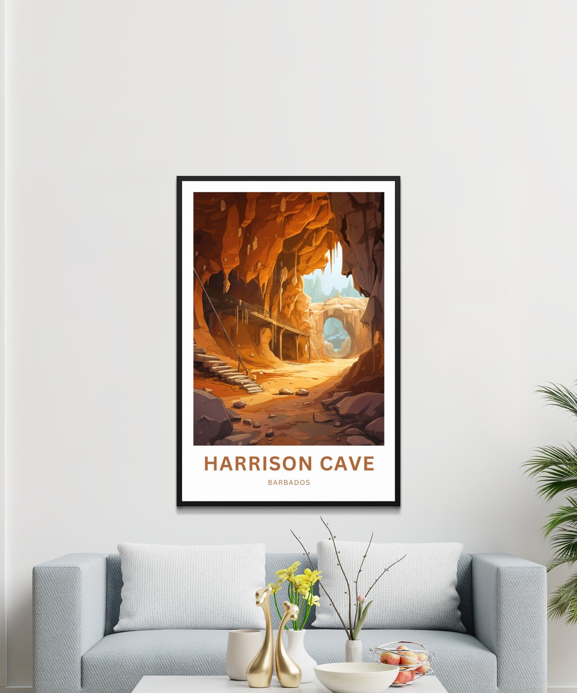 Harrison Cave Barbados Personalized Orange Cave Interior Travel Poster - Image 3