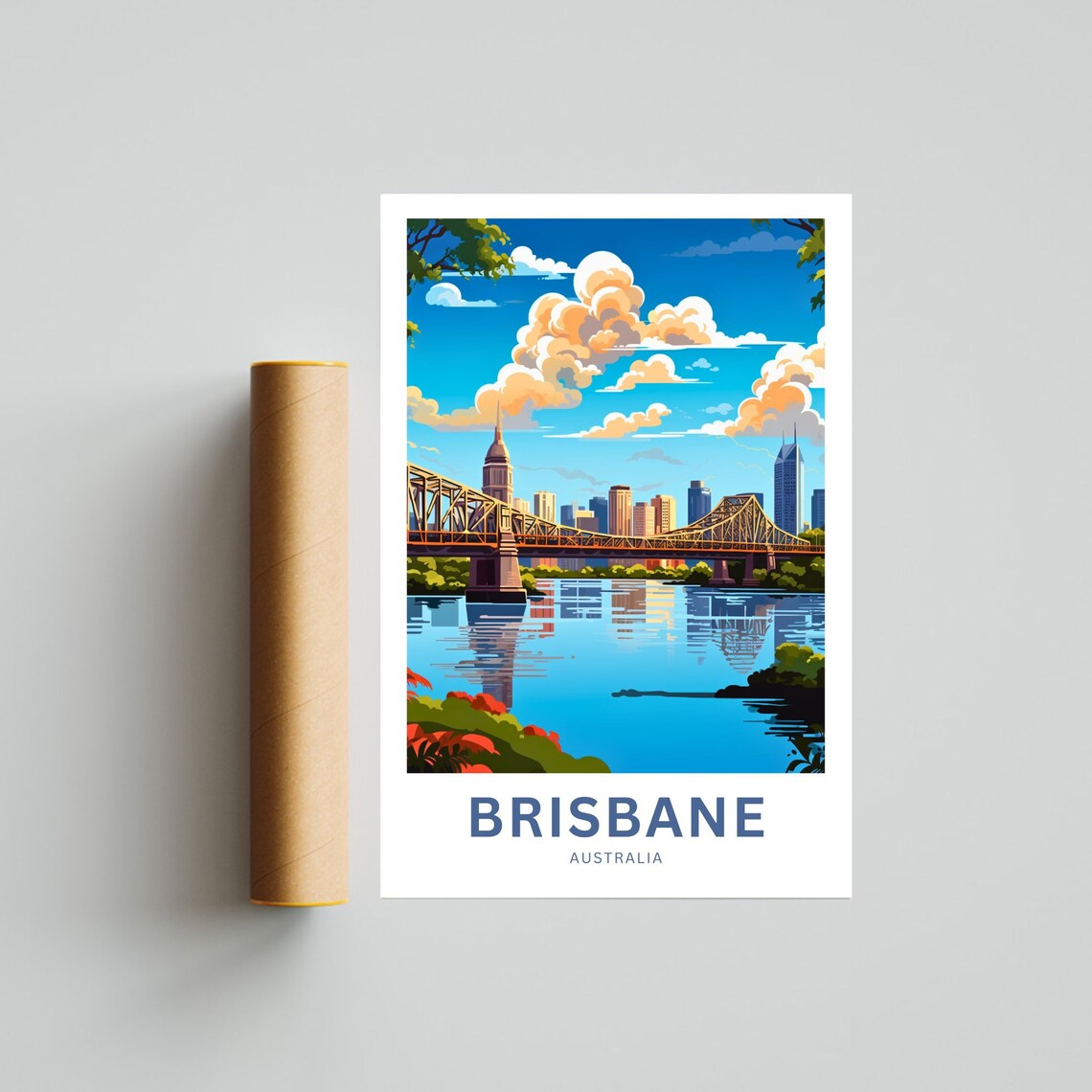 Brisbane Australia Story Bridge City Skyline River Scene Poster - Image 4