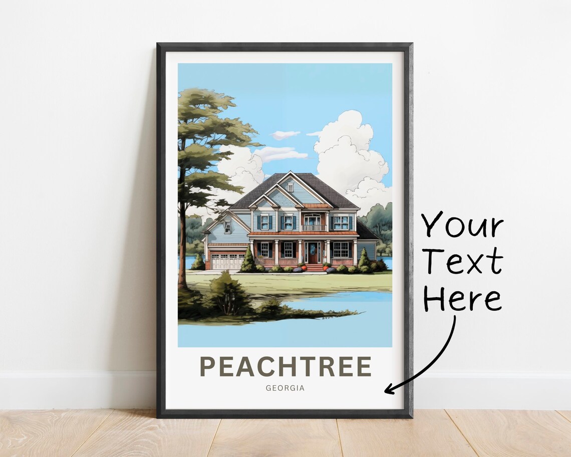 Personalized Peachtree Georgia Lake House Vintage Travel Poster Gift