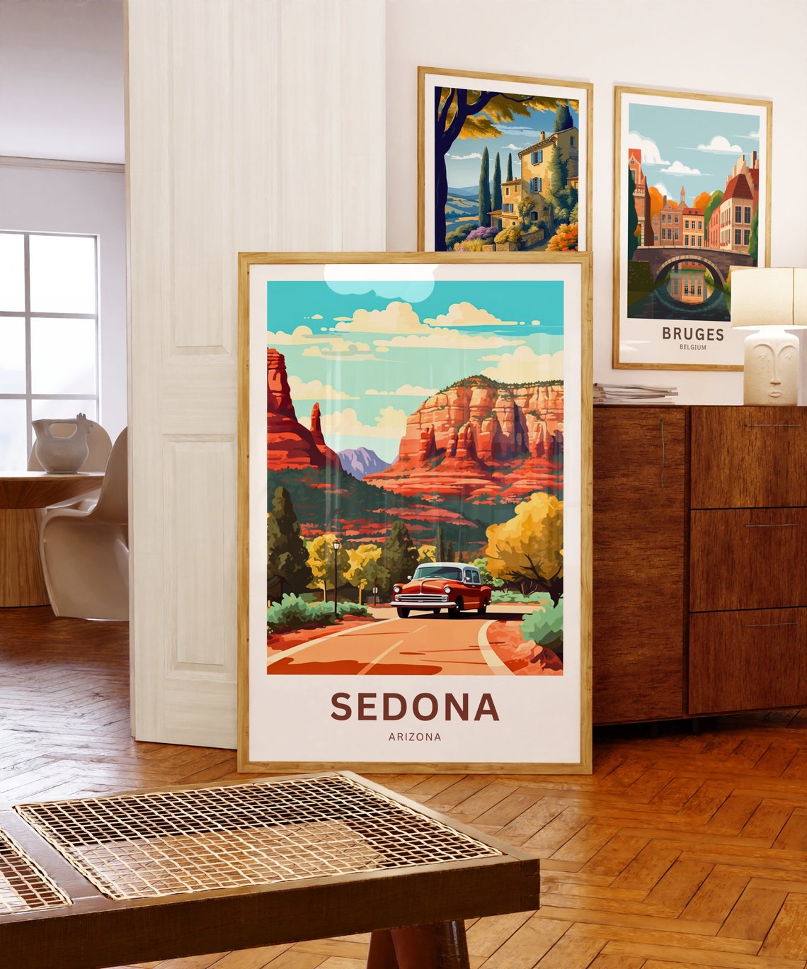 Sedona Arizona Personalized Red Rocks Vintage Car Travel Poster - Image 5