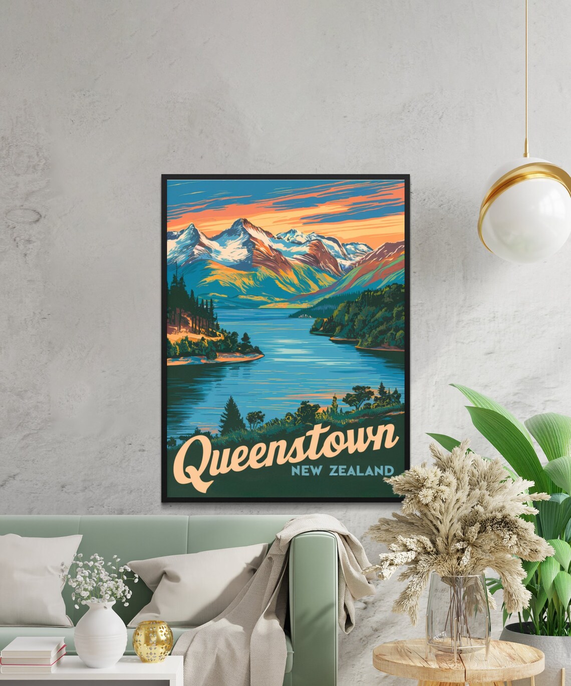 Queenstown Vintage Travel Poster, New Zealand Travel Poster - Image 2