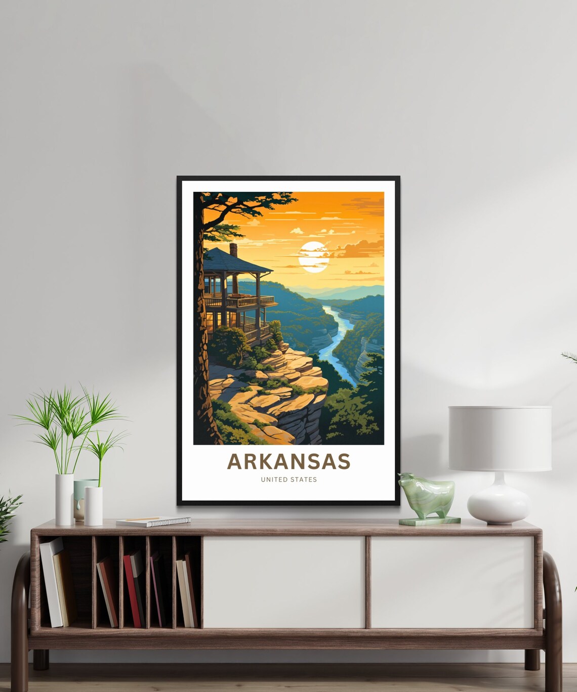 Arkansas River Valley Pavilion Cliff Golden Sunset Travel Poster - Image 2