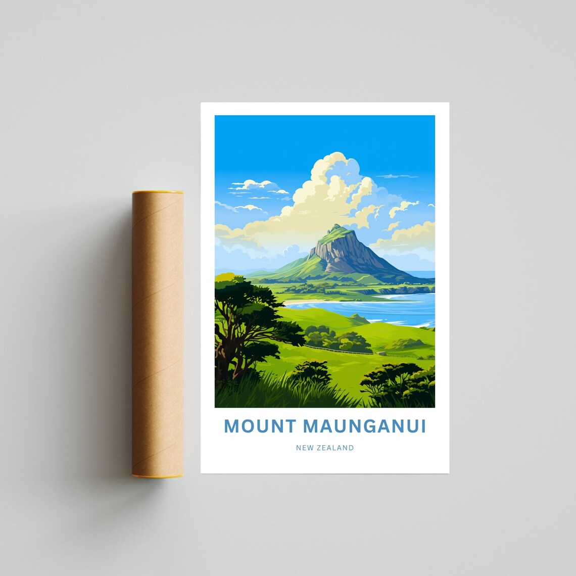 Mount Maunganui New Zealand Personalized Coastal Hills Poster - Image 4