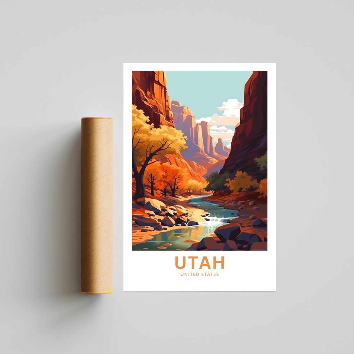 Utah United States Personalized Travel Poster Canyon River Custom Text - Image 4