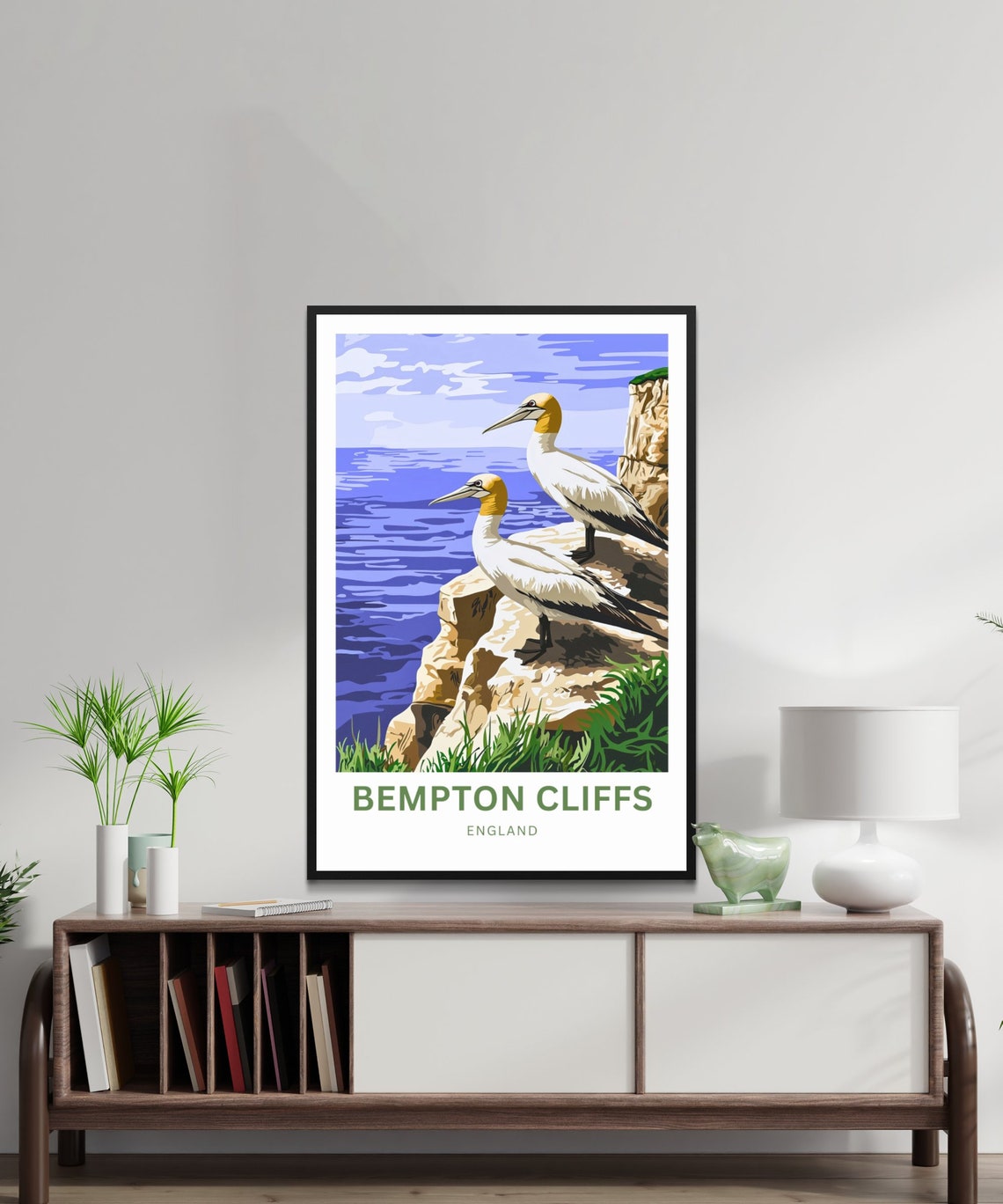 Bempton Cliffs England Gannets on Coastal Rocks Personalized Poster - Image 3
