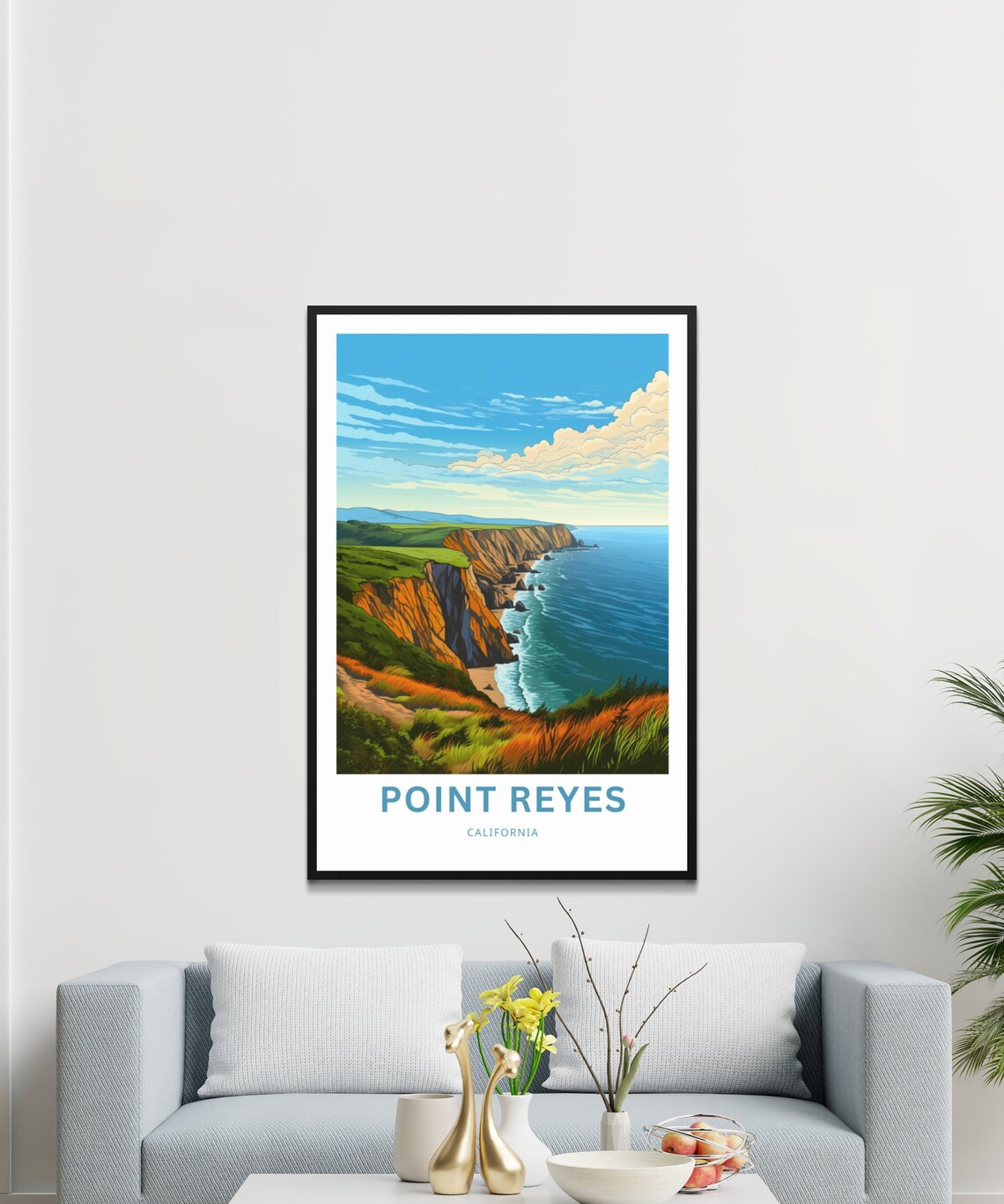 Personalized Point Reyes California Coastal Cliffs Travel Poster - Image 3