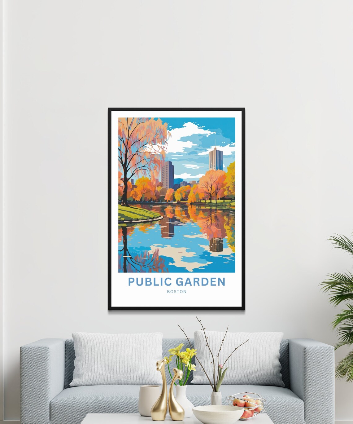 Boston Public Garden Autumn Pond Willow Reflections City Poster - Image 4