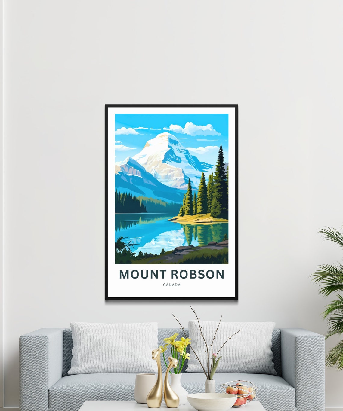 Mount Robson Canada Snowy Peak Lake Pines Personalized Poster - Image 3