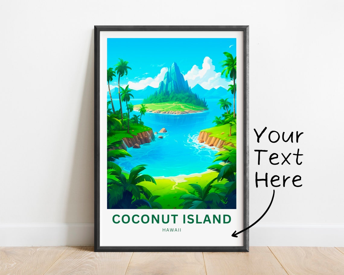 Coconut Island Hawaii Volcanic Peak Lagoon Palms Vista Poster - Image 2