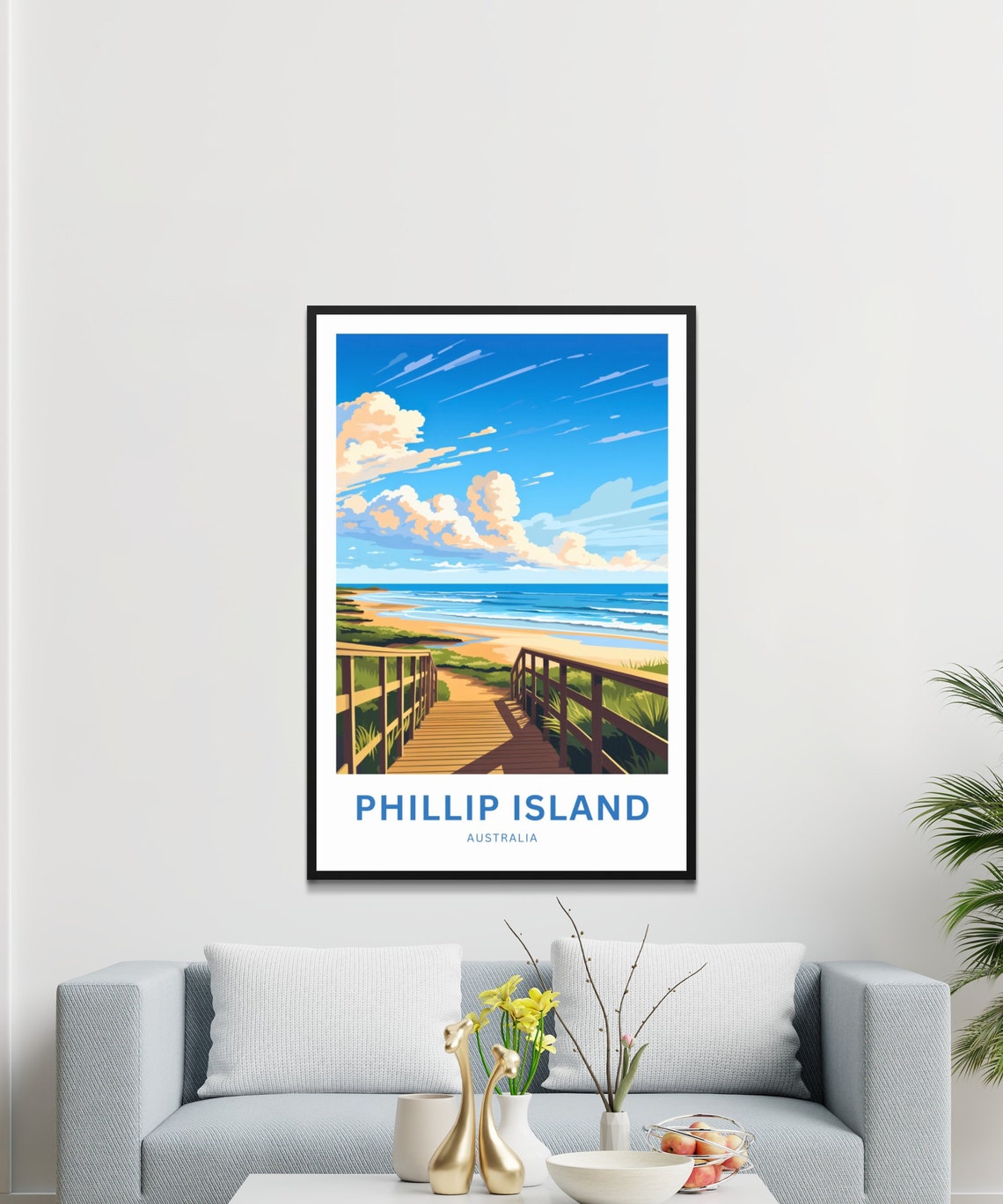 Phillip Island Australia Beach Boardwalk Bright Day Custom Text Poster - Image 3
