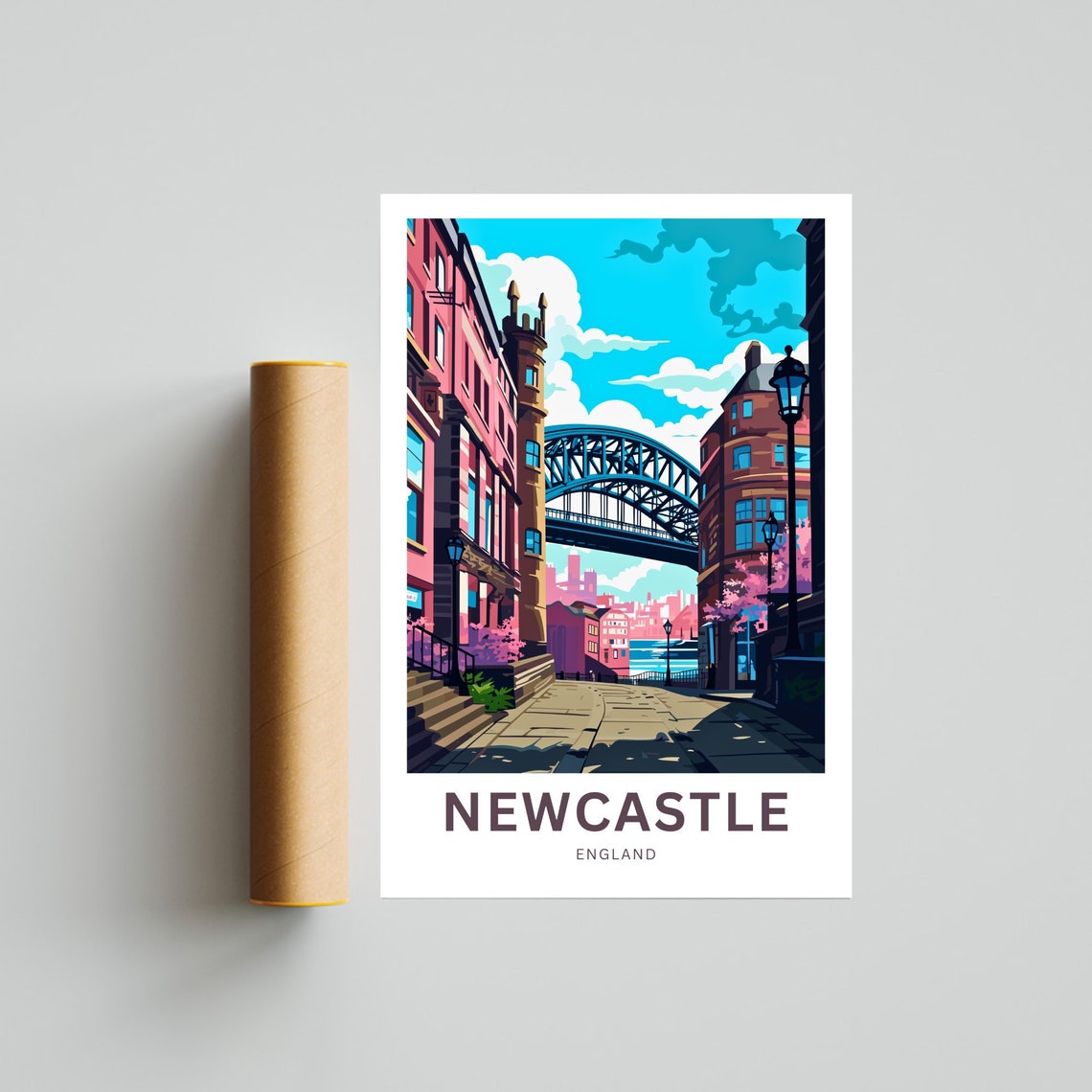 Newcastle England Iconic Tyne Bridge from the Quayside Poster - Image 4