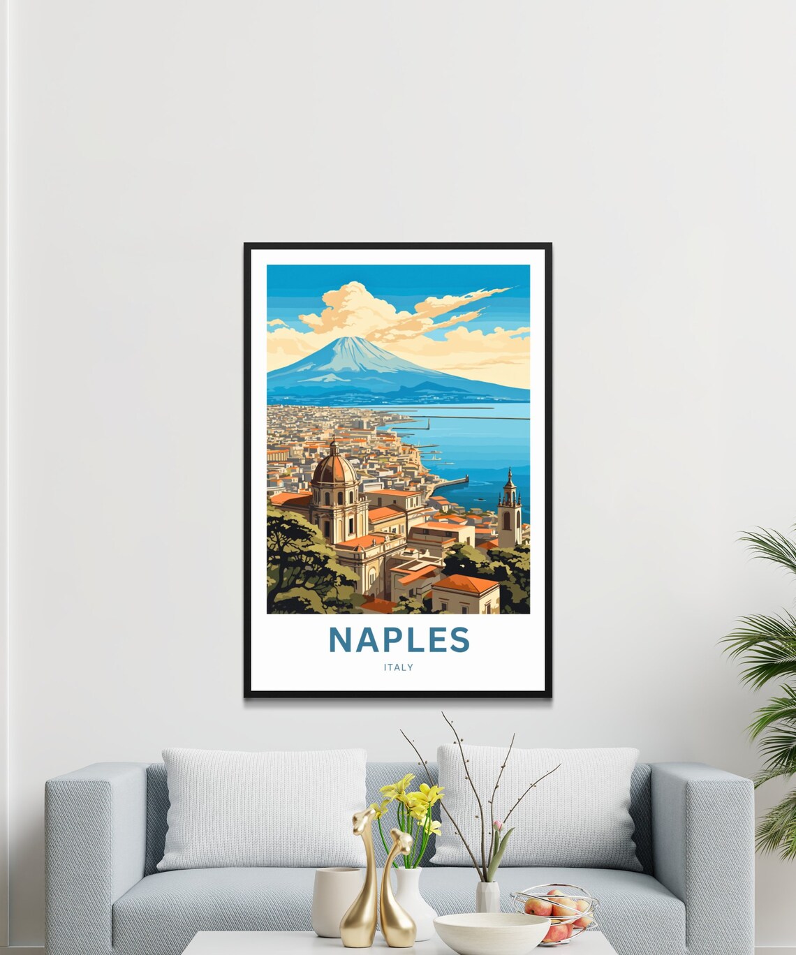 Naples Italy Mount Vesuvius Bay City Panorama Dome Church Poster - Image 3