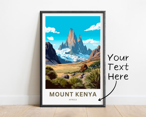 Personalized Mount Kenya Travel Print Mount Kenya Poster Africa Wall Art Framed Present Gift Africa Present