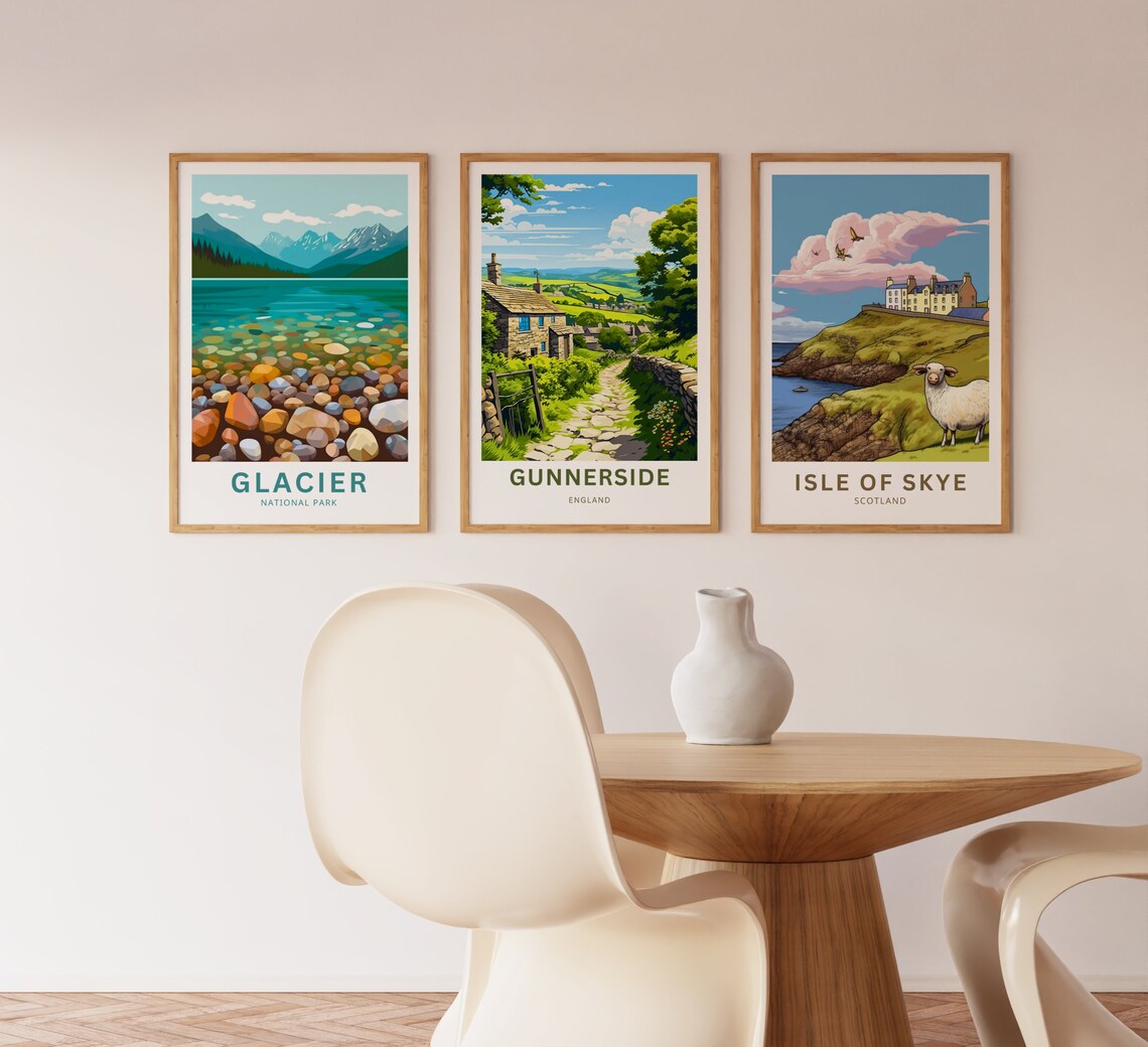 Gunnerside England Stone Cottage Cobbled Lane Village Travel Poster - Image 5