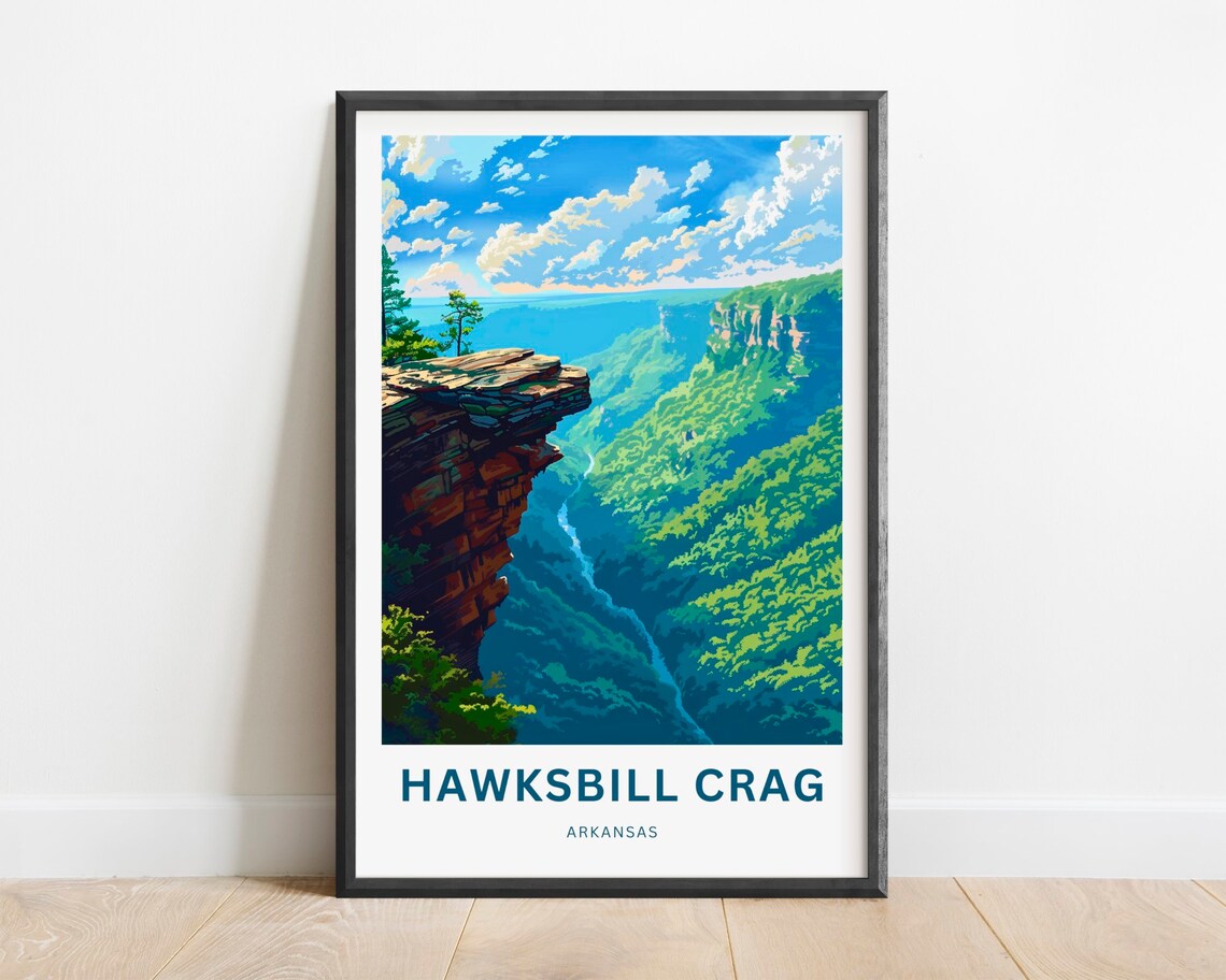 Hawksbill Crag Arkansas Overlook Valley Vintage Travel Poster