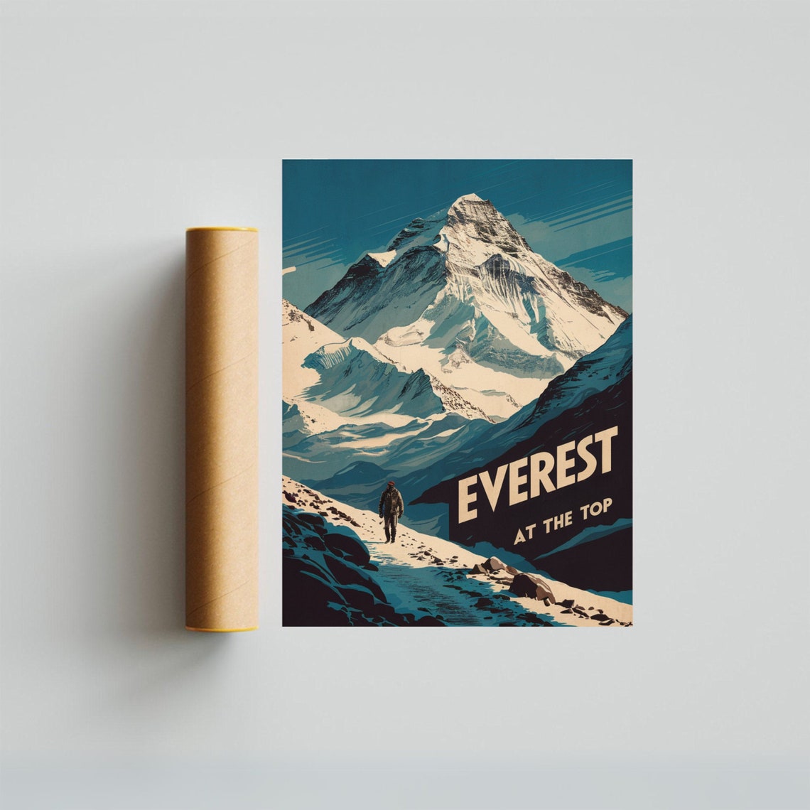 Mount Everest Climber Snowy Ridge Summit Vintage Adventure Poster - Image 3