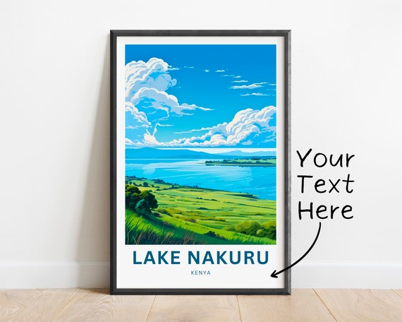 Personalized Lake Nakuru Travel Print Lake Nakuru Poster Kenya Wall Art Framed Present Gift Africa Present