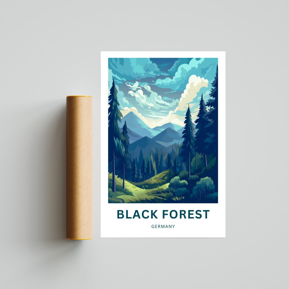 Black Forest Germany Pine Mountain Valley Vintage Travel Poster - Image 4
