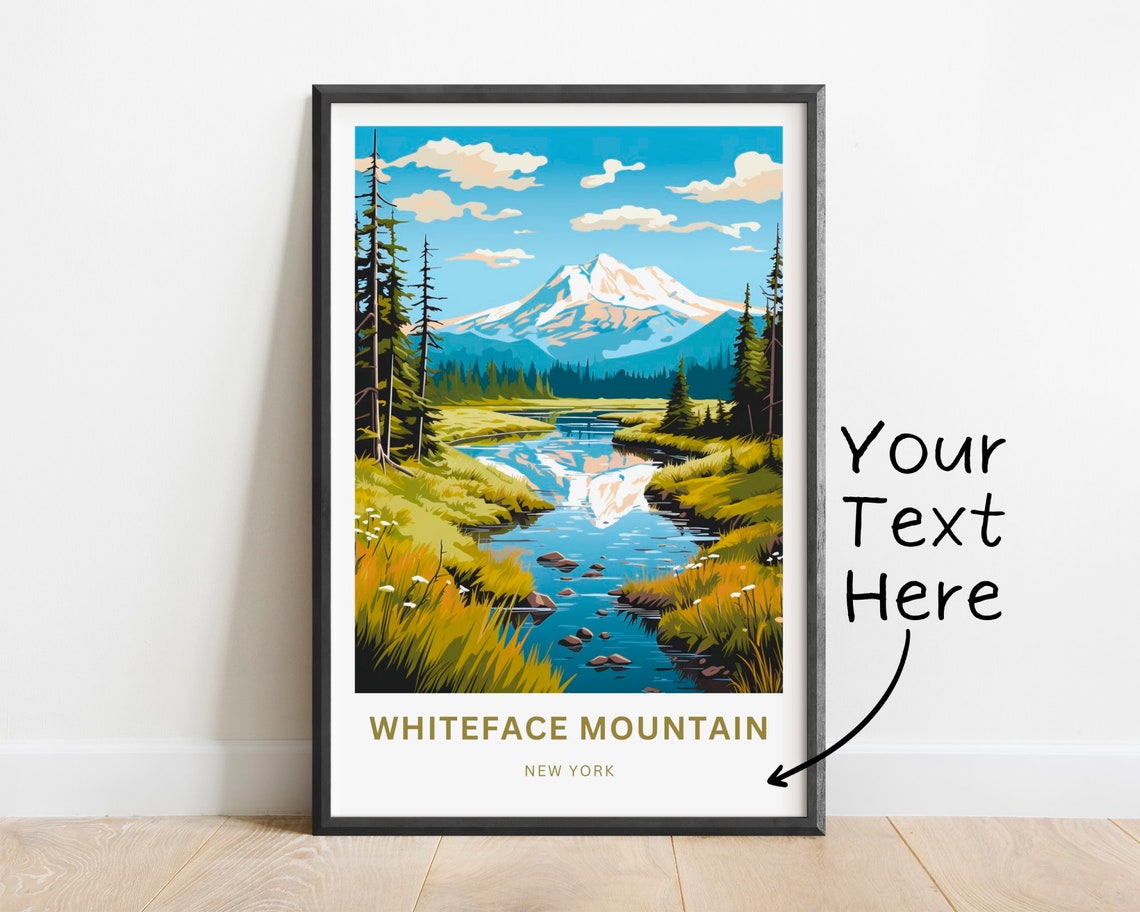 Personalized Whiteface Mountain NY Stream Valley Travel Poster