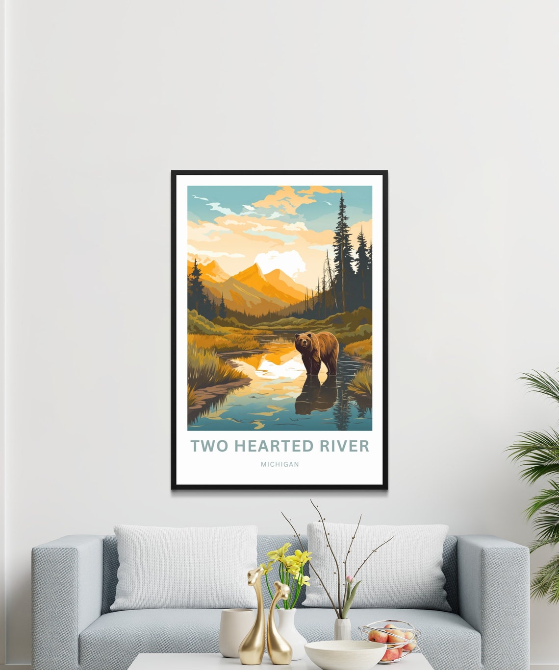 Two Hearted River Michigan Bear River Personalized Wildlife Poster - Image 4
