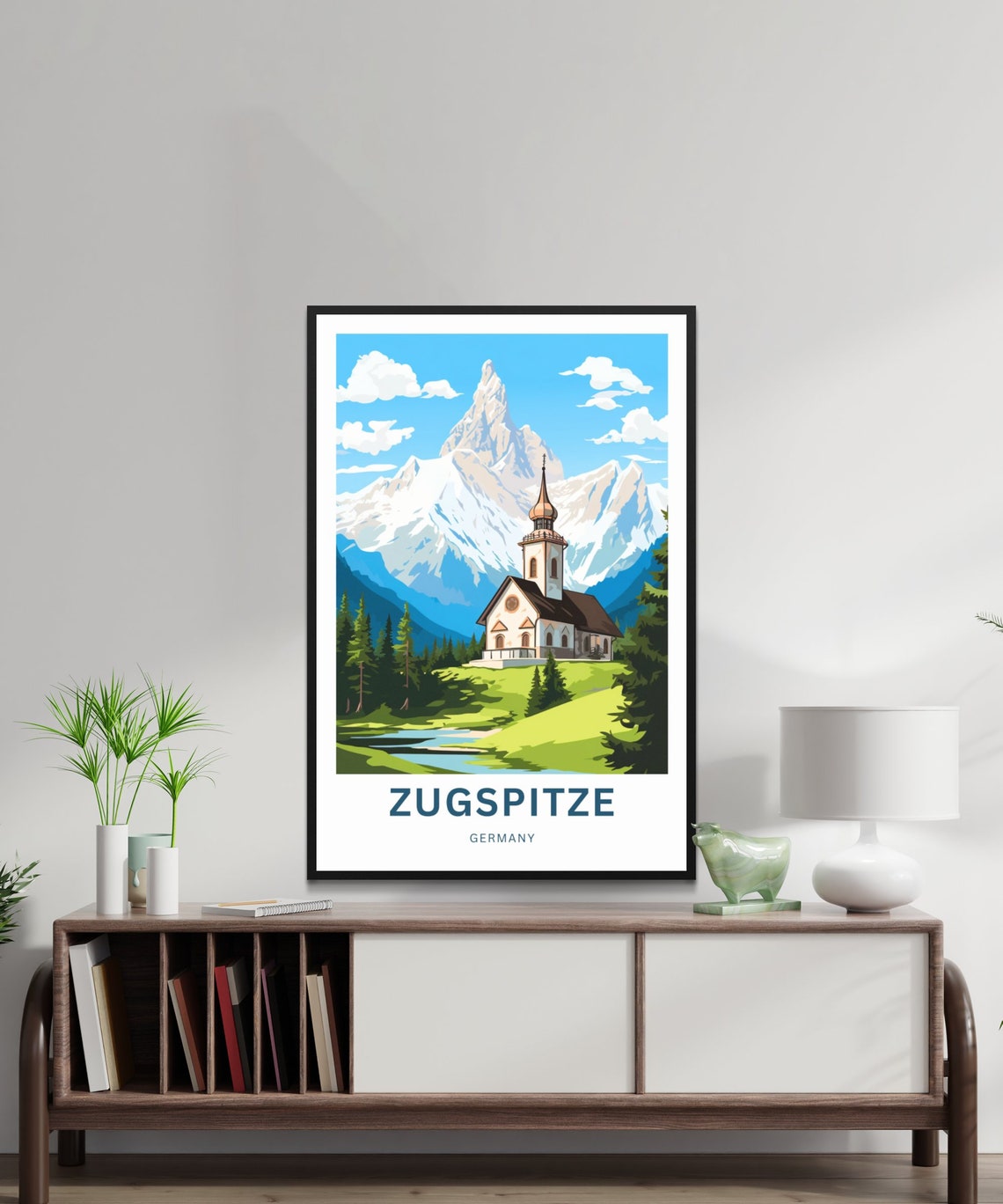Zugspitze Germany Alpine Church Mountain Peak Custom Art Poster - Image 2