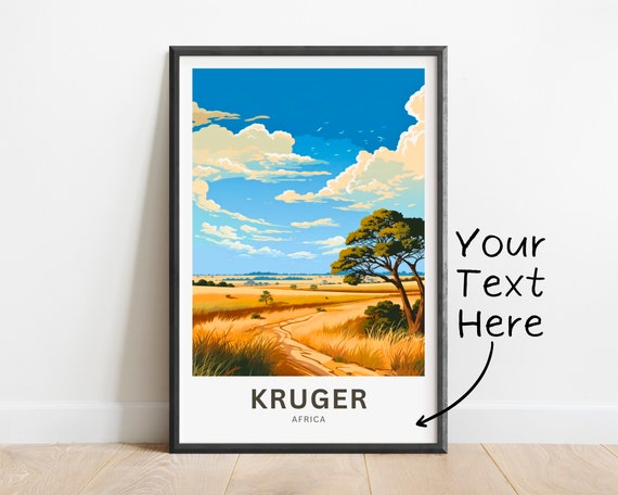 Personalized Kruger Travel Print Kruger Poster Africa Wall Art Framed Present Gift Africa Present