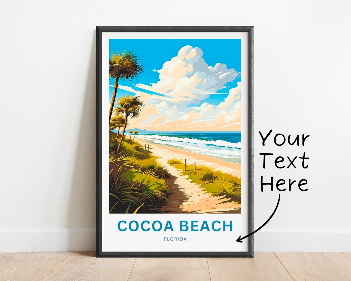 Personalized Cocoa Beach Florida Dunes Path Custom Travel Poster