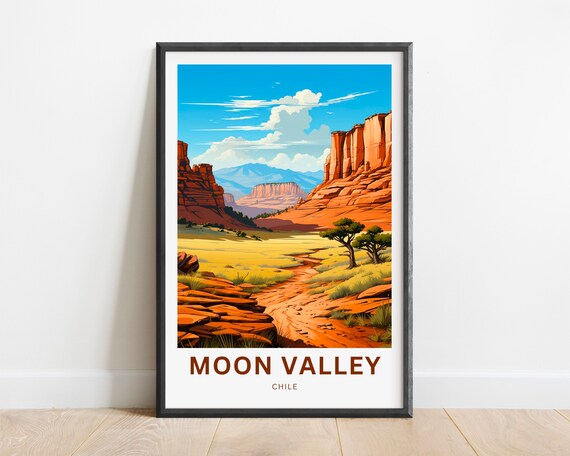 Moon Valley Chile Dramatic Red Rock Cliffs Desert Trail Poster