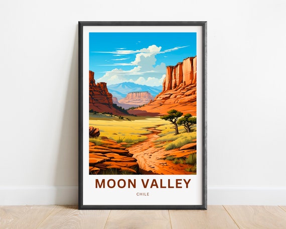 Moon Valley Travel Print Moon Valley Poster Chile Wall Art Framed Present Gift Chile Present