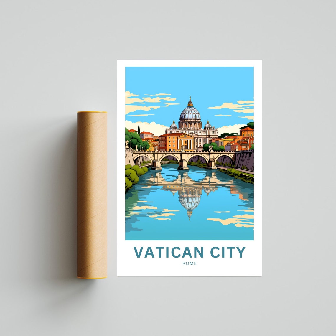 Vatican City Rome River Bridge Dome Personalized Travel Poster - Image 4
