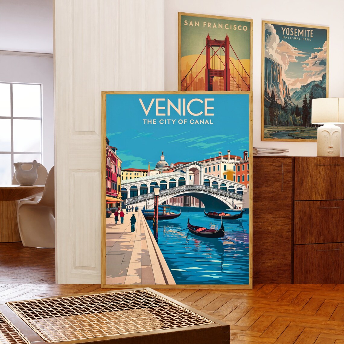 Venice Italy Rialto Bridge Gondola Canal Vintage Travel Poster - Image 5
