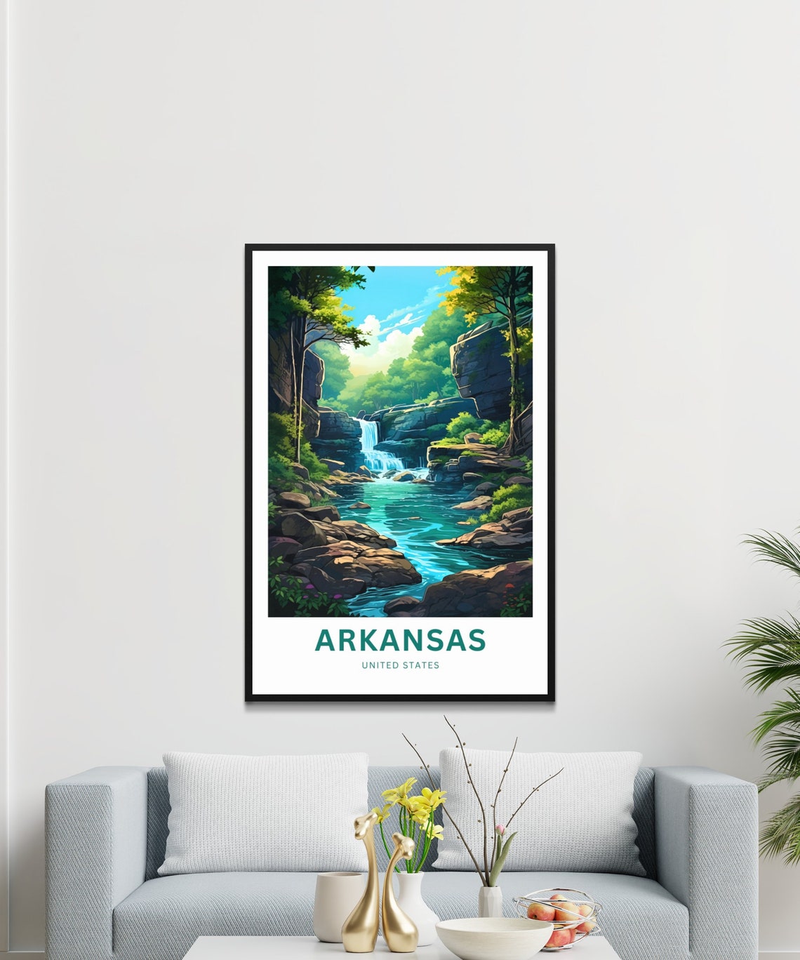 Arkansas Custom Cascading Waterfall Turquoise Pool Travel Poster - Image 3
