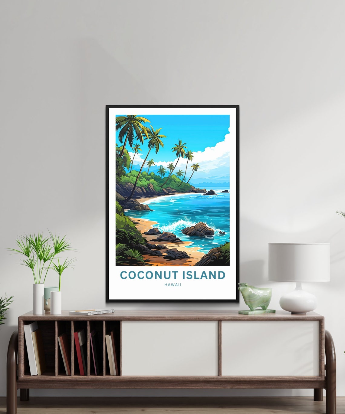 Coconut Island Personalized Palm Beach Hawaii Travel Art Poster - Image 3