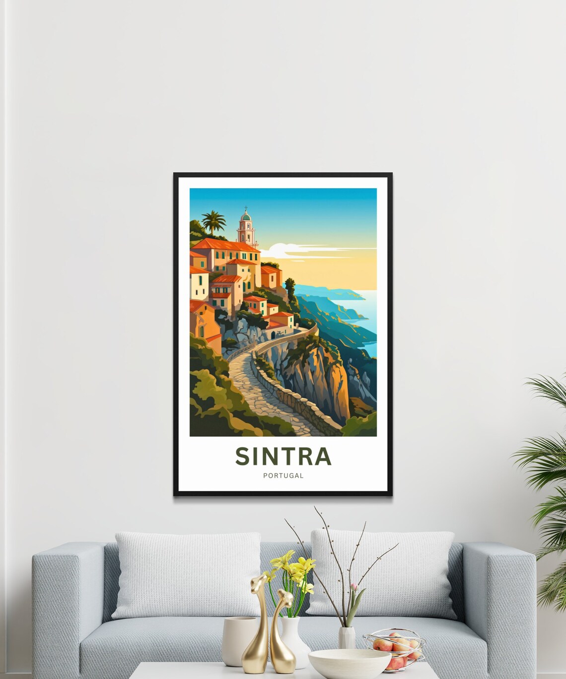 Sintra Portugal Cliffside Village Red Roofs Scenic Coast Travel Poster - Image 3