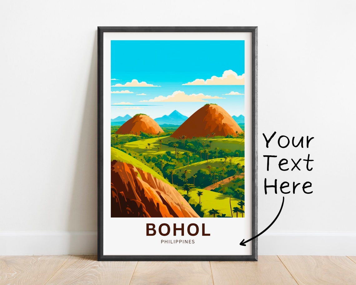 Personalized Bohol Philippines Chocolate Hills View Travel Poster