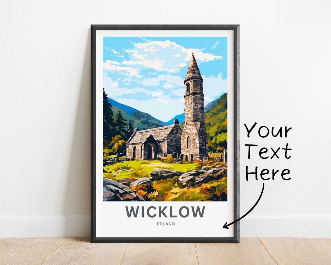 Wicklow Ireland Round Tower Ancient Church Personalized Gift Poster