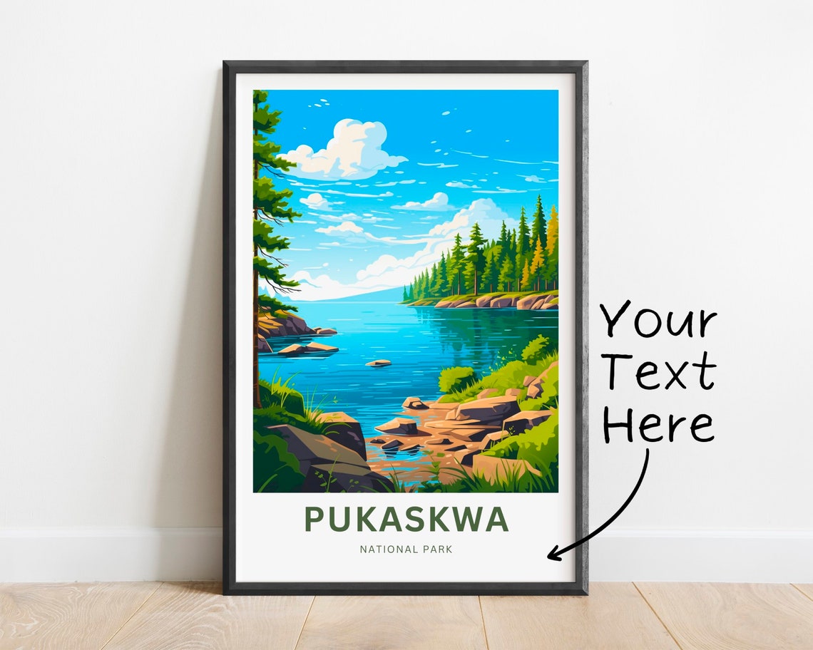 Pukaskwa National Park Blue Lake Cove Custom Text Personalized Poster