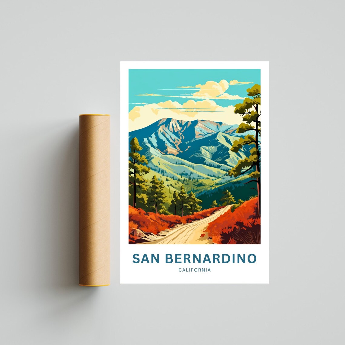 San Bernardino California Mountain Road Vintage Travel Poster Gift - Image 4