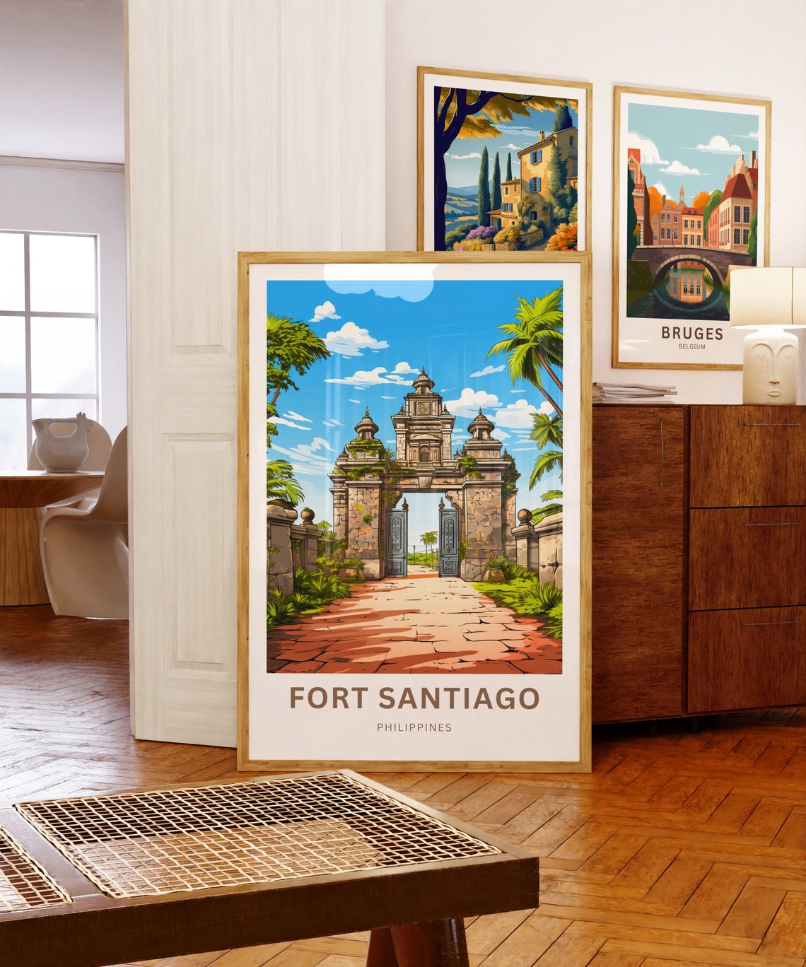 Fort Santiago Philippines Historic Stone Gate Red Path Travel Poster - Image 5