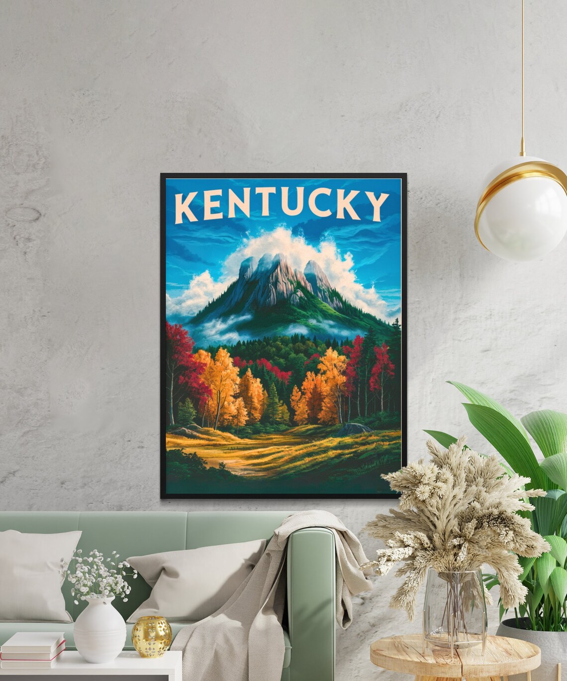Kentucky Vintage Misty Mountain Peak Fall Foliage Forest Poster - Image 2