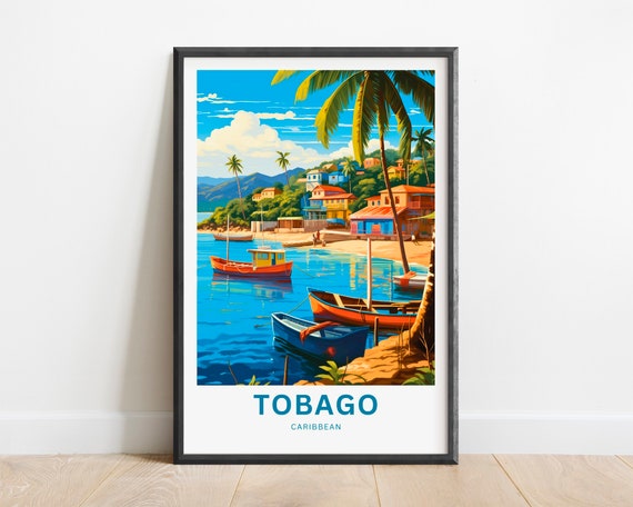 Tobago Travel Print Tobago Island Poster Caribbean Wall Art Framed Present Gift Trinidad And Tobago Present