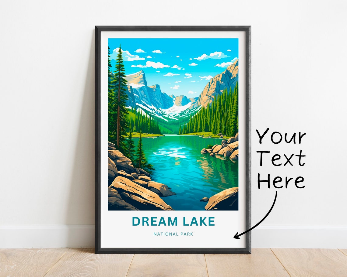 Personalized Dream Lake National Park Teal Alpine Lake Travel Poster