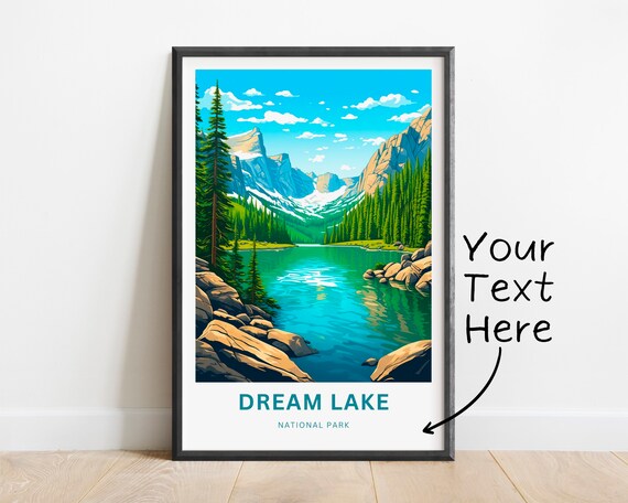 Personalized Dream Lake National Park Teal Alpine Lake Travel Poster