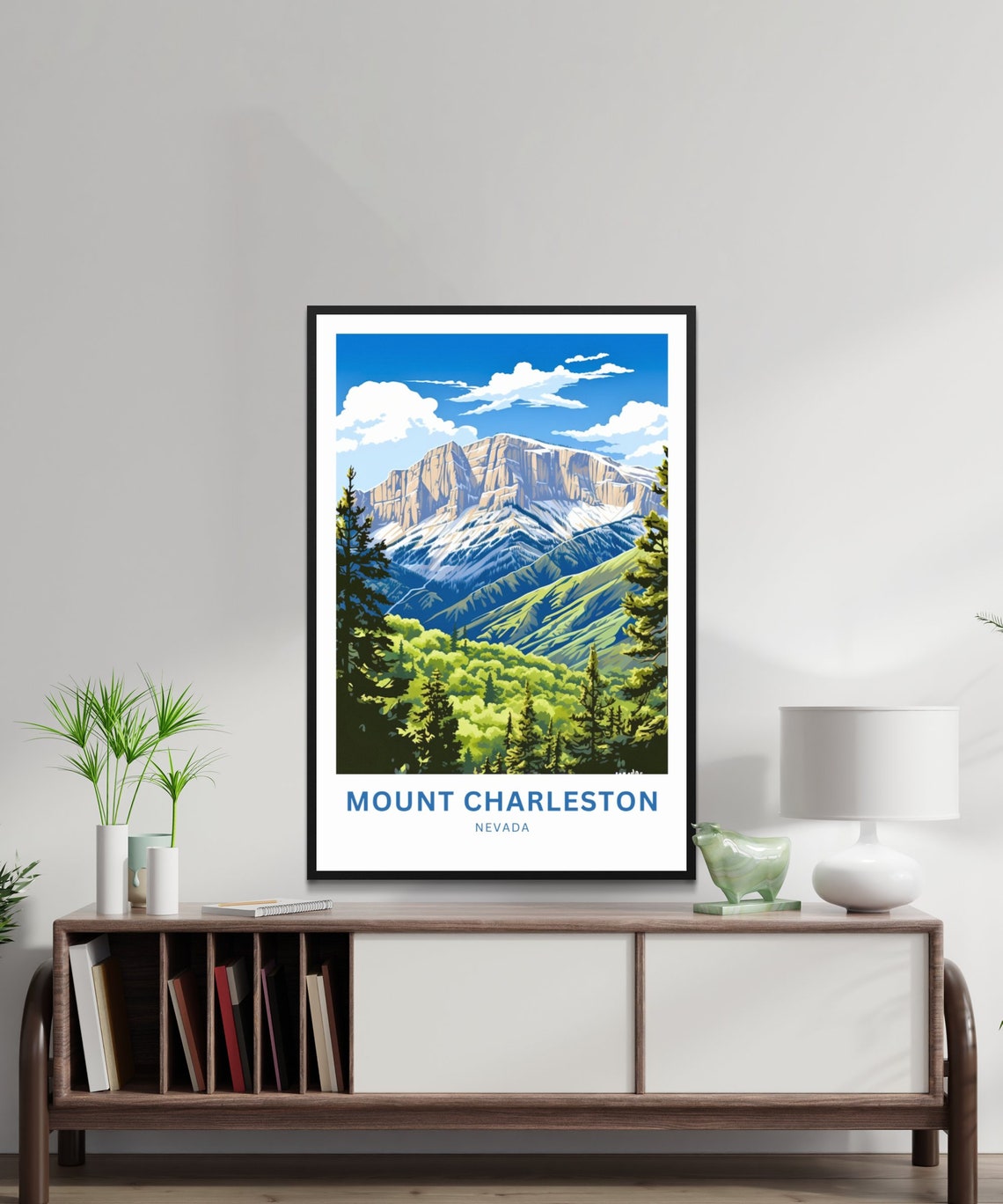 Personalized Mount Charleston Nevada Snow Peak Forest View Poster - Image 2